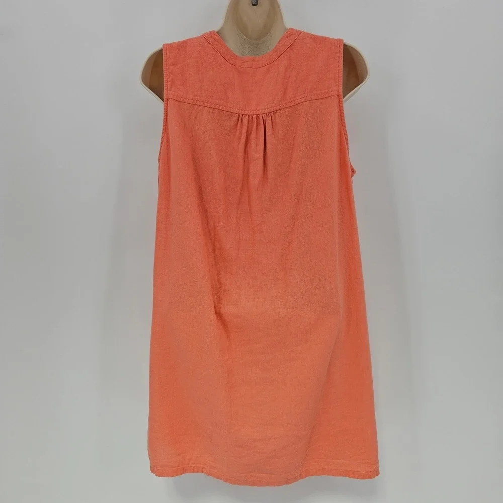 J.Crew‎ Linen Blend Mini Dress Coral Size M pintuck pleated Preppy